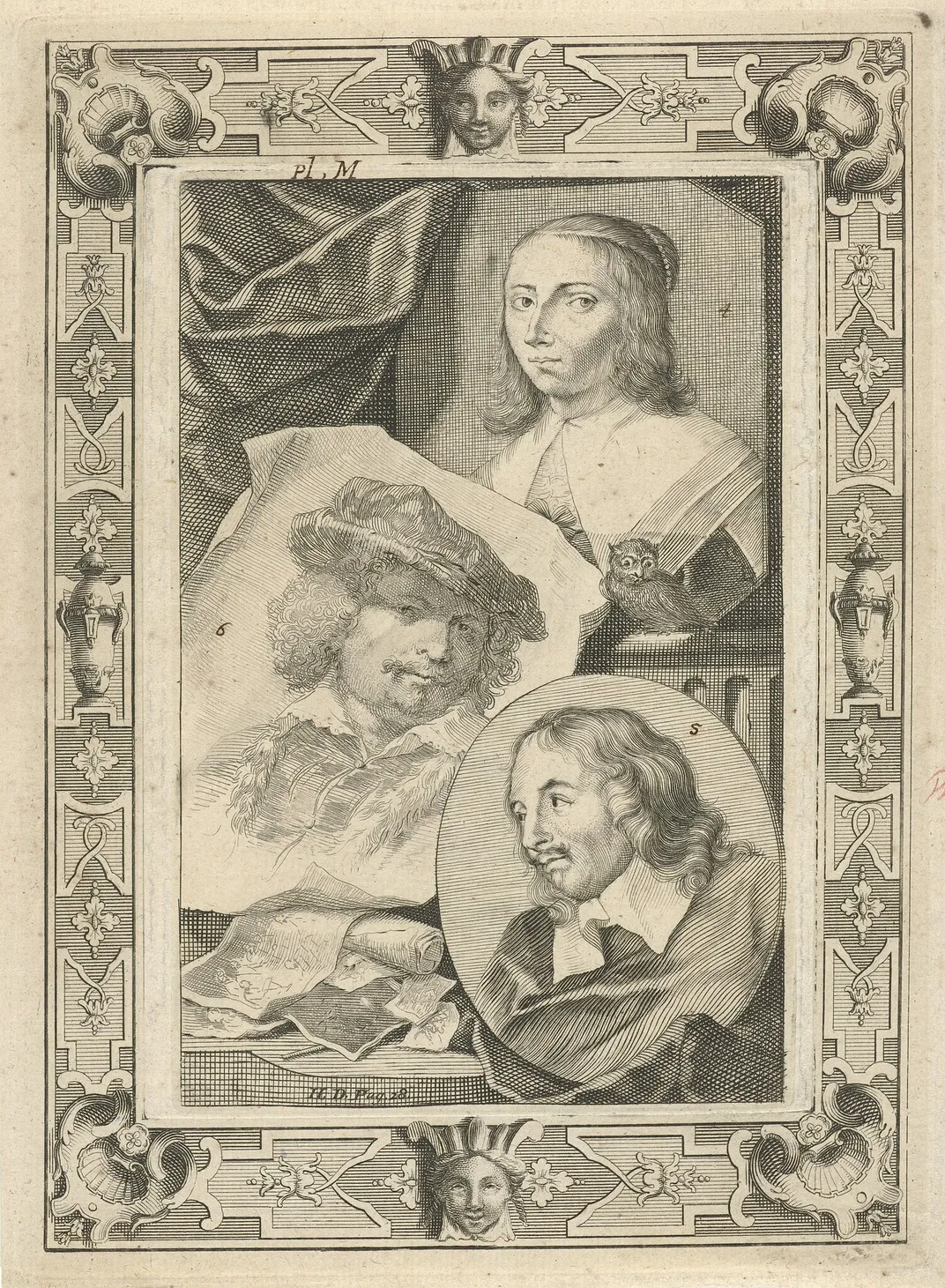 Portraits of Anna Maria van Schurman, Rembrandt and Jacob Adriaensz Backer in The Great Theater of Netherlandish Painters and Paintresses