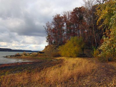 The shoreline of Lake Monroe, which borders the Charles C. Deam Wilderness Area to the west