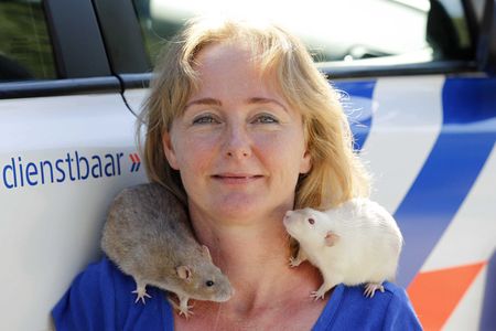 Monique Hammerslag of the Dutch police force in Rotterdam with two of her recruits
