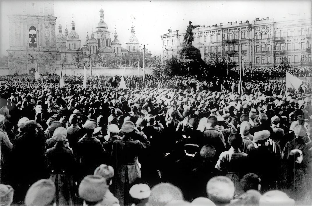 A nationalist rally in Kyiv in January 1917