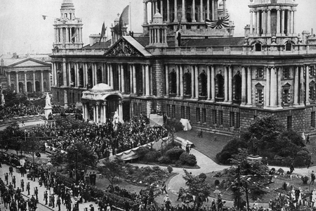 Procession marking the opening of the Belfast-based Ulster parliament in June 1921