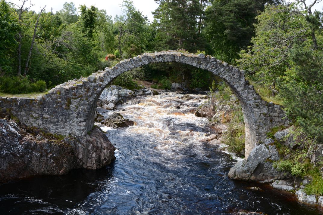 Packhorse Bridge, dating to 1717, in Carrbridge, the Cairngorms