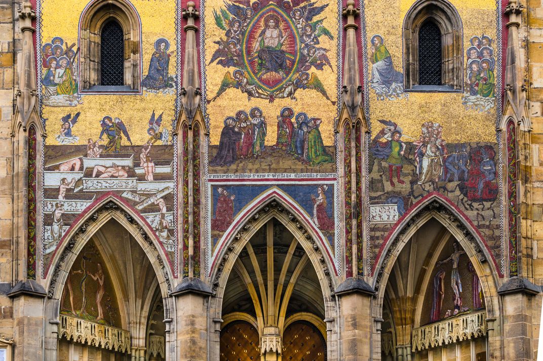 Gothic mosaic facade, St. Vitus Cathedral, Prague