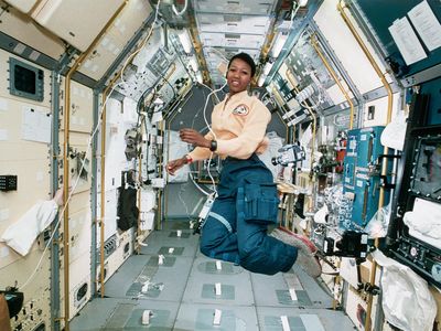 Astronaut Mae Jemison in the Spacelab in 1992. 