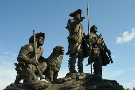 A statue of York with Lewis and Clark in Great Falls, Montana.