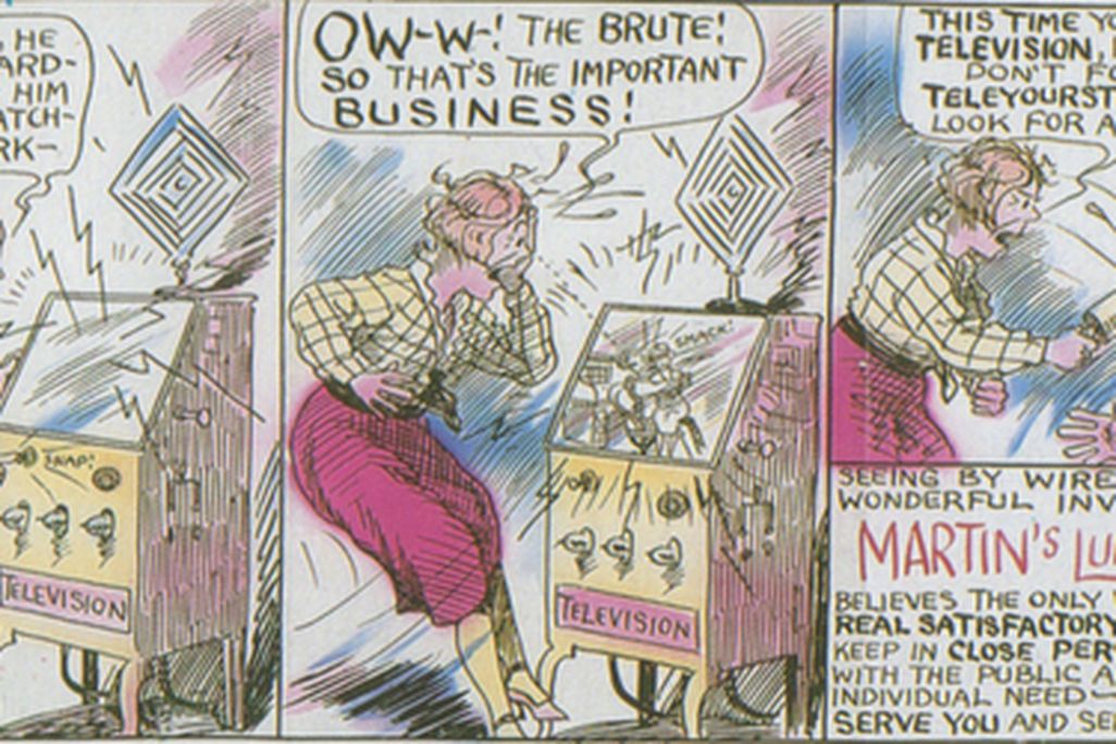 Cartoon poster which hung outside Martin’s Lunch Room circa 1929