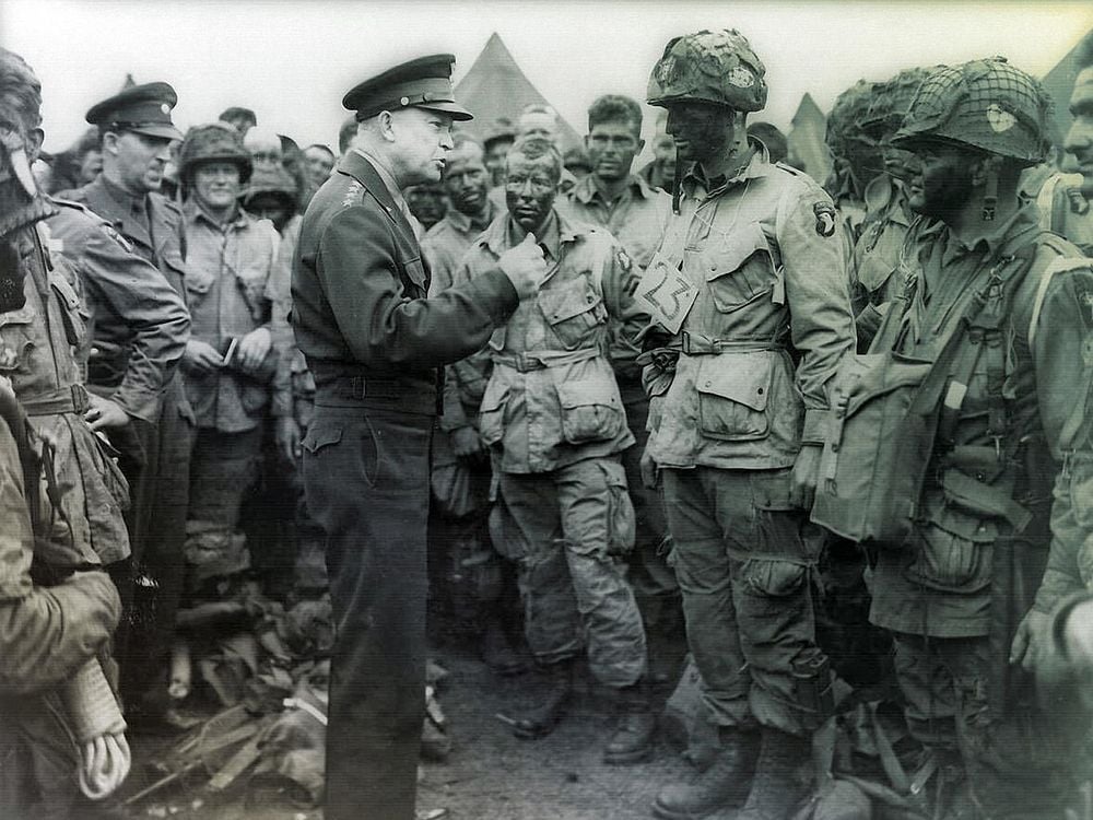 Eisenhower meeting troops