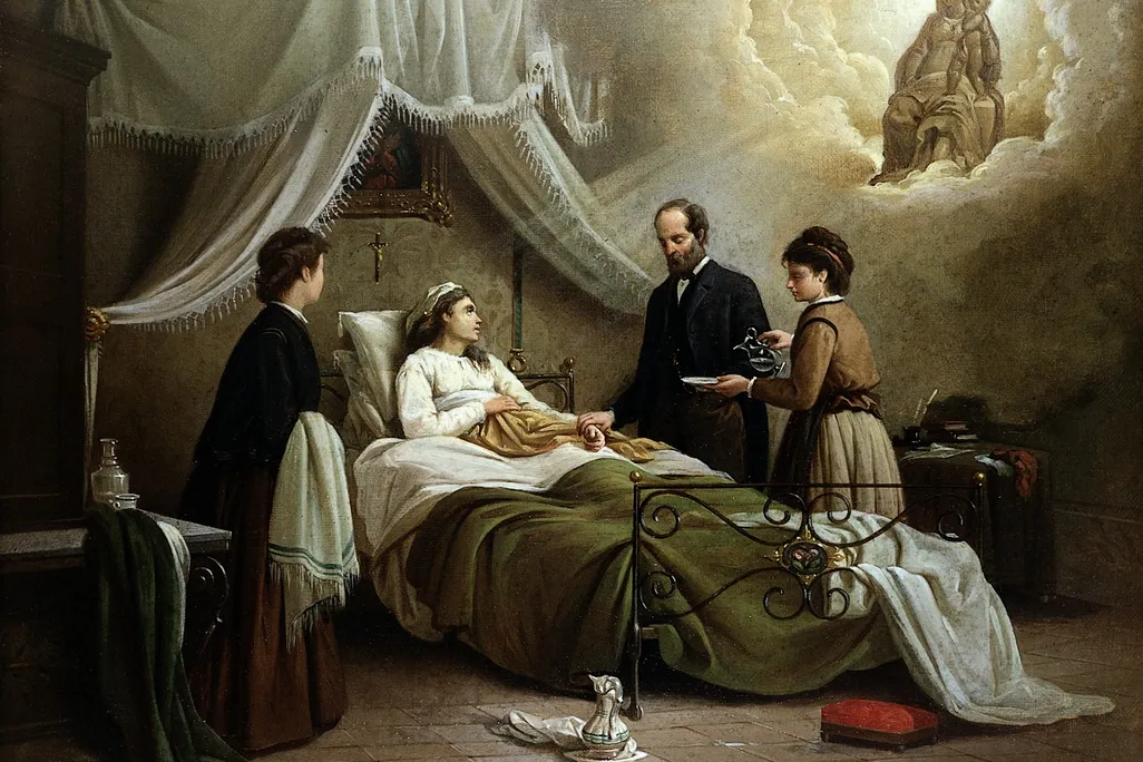 Woman in Bed in a Sick Room