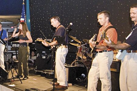 Max Q performs at the STS–114 mission success celebration at Space Center Houston in 2005.