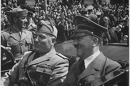 Mussolini and Hitler in Munich in 1940.