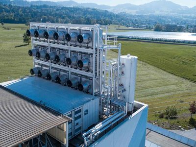 The Direct Air Capture carbon collecting plant in Hinwil, Switzerland