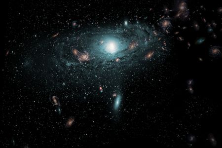 An artist's rendering of the galaxies hiding beyond the veil of the Milky Way.
