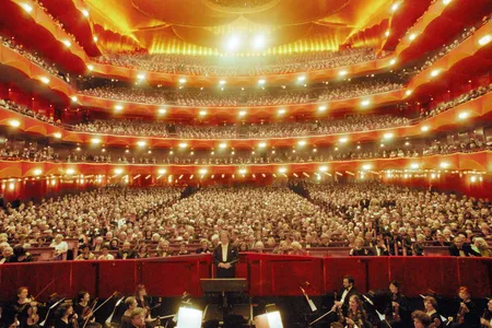 General view of the audience and the Metropolitan Opera Orchestra