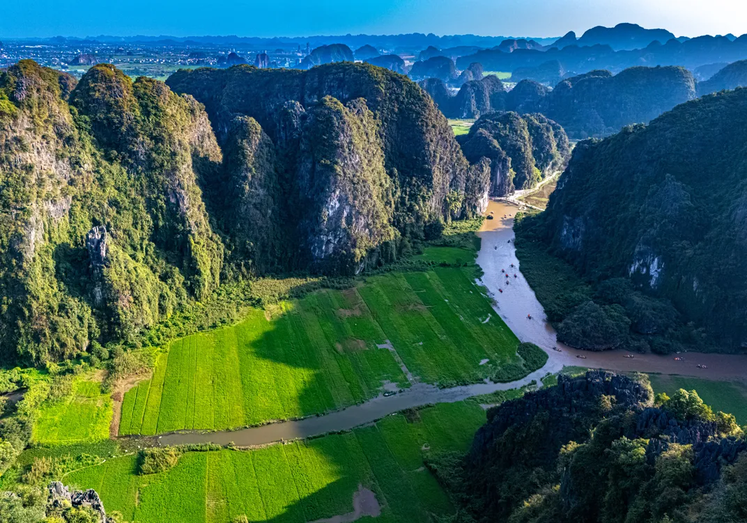 An aerial shot of Ninh Binh