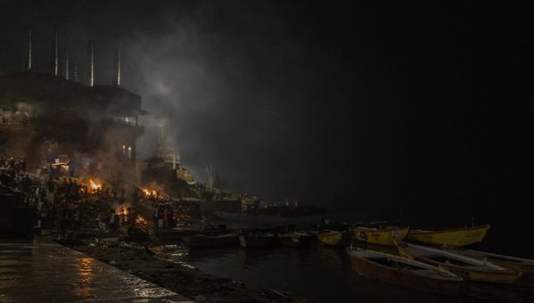 Funeral pyres. Varanasi, India thumbnail