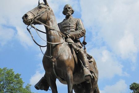 A 2010 picture of the statue of Nathan Bedford Forrest, which was removed from Health Sciences Park (formerly Nathan Bedford Forrest Park) in downtown Memphis last December.