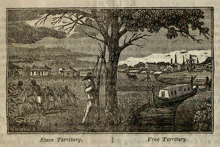 An illustration from an abolitionist paper shows the divide in border states like Ohio, where a small African American minority petitioned for change.