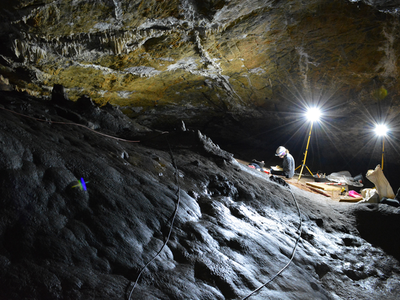 Archaeologists inside Cueva de Ardales