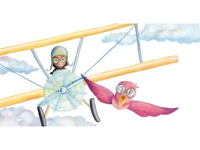 An illustration from "Bessie, Queen of the Sky," a forthcoming children's book about Bessie Coleman.
