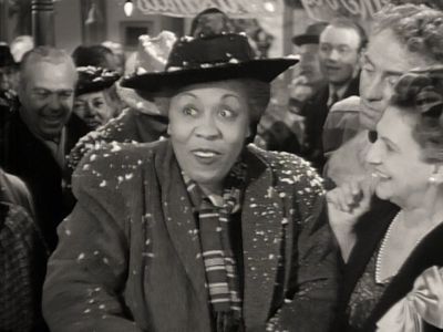 Lillian Randolph in It's A Wonderful Life, with a dusting of fake snow made from foamite, sugar, water and soap.
