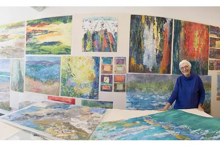 Fiber artist Barbara Lee Smith in her studio. 