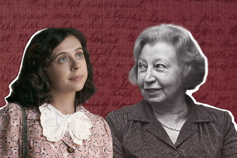 Illustration of Miep Gies and the actor who plays her "A Small Light"