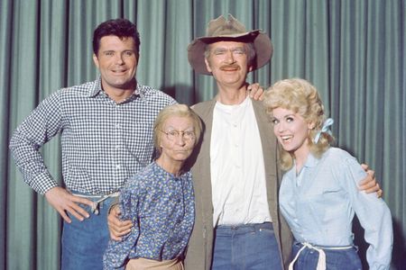 &quot;The Beverly Hillbillies&quot;&nbsp;cast in 1963, from left to right: Max Baer Jr. (as Jethro Bodine); Irene Ryan (as Granny, Daisy Moses); Buddy Ebsen (as Jed Clampett); and Donna Douglas (as Elly May Clampett)