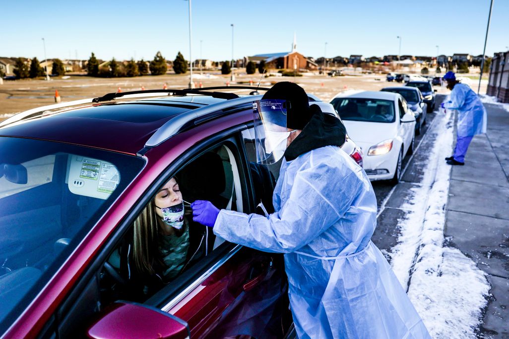 COVID drive-thru test in Colorado