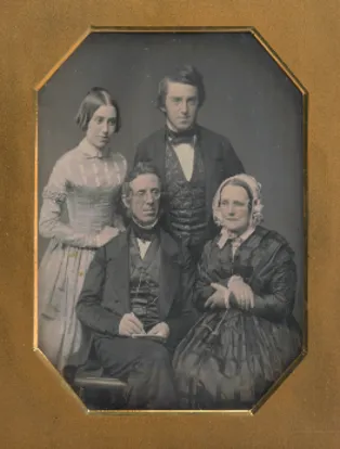 Peter Cooper and Family, unidentified daguerreotypist, three-quarter-plate daguerreotype with applied color, c. 1850. National Portrait Gallery, Smithsonian Institution.