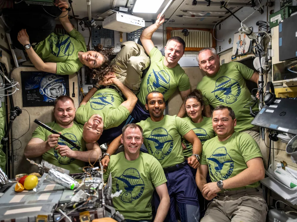 Nine people in the ISS
