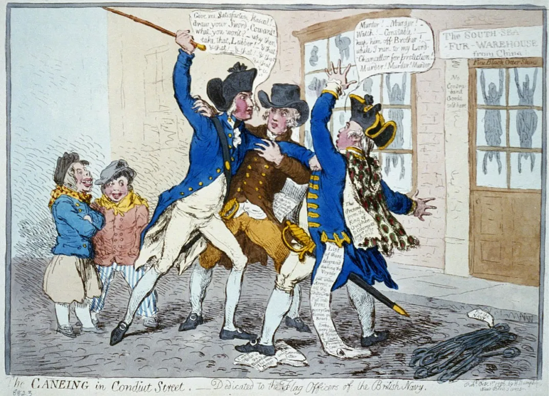 A 1796 political cartoon about Thomas Pitt's assault on Vancouver
