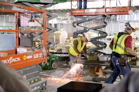 Sparks fly during construction of Smithsonian’s National Museum of American History west wing renovation.