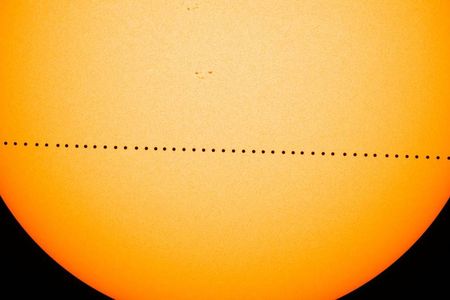 A composite image of Mercury's 2016 transit. 