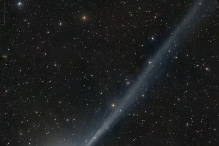 Comet C/2022 E3 (ZTF) viewed through a telescope on December 24, 2022. It will reach its nearest point to Earth in early February.
