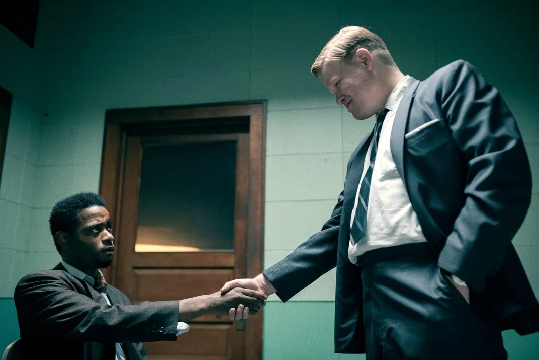 LaKeith Stanfield (left) as William O'Neal and Jesse Plemons (right) as FBI agent Roy Mitchell