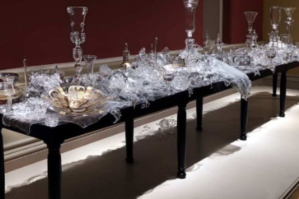 Beth Lipman's sculpture "Bancketje," is on view at the Renwick.
