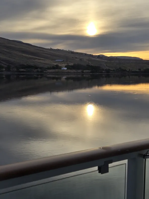 Sunrise on the Snake River from our riverboat suite thumbnail