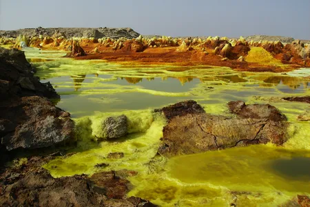 The Danakil Depression in northwest Ethiopia has the sulfuric acid-richest environments on Earth. 