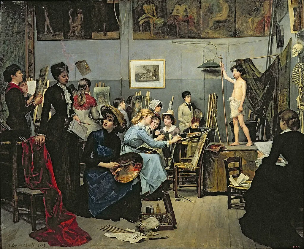 An 1881 painting by Marie Bashkirtseff, who depicted herself as the central figure seated in the foreground