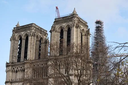 Paris&#39; Notre-Dame Cathedral under renovation on December 8, 2023